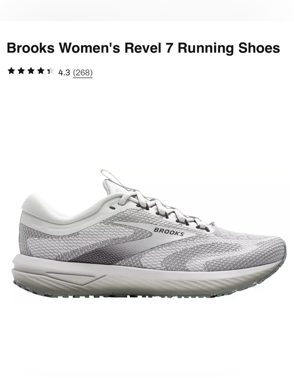 Women’s Brooks Revel 7 Oyster Gray Running Shoes (Size 7)